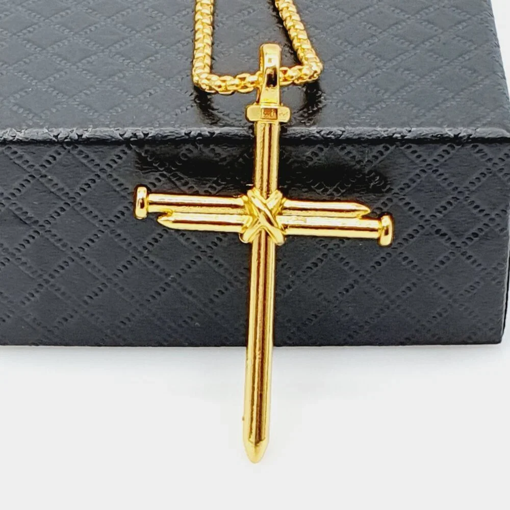 ❤️Stainless Steel Chain Cross Pendant Necklace , N90201P106